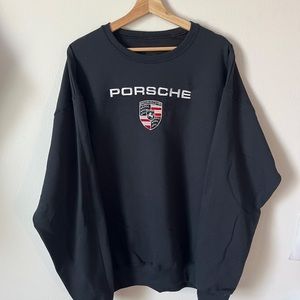 Black Porsche Logo, Racing Carrera 911 Auto, Design Embroidery Crewneck